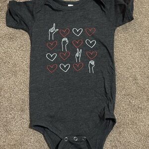 Valentines Onesie with sign language for LOVE. 18-24